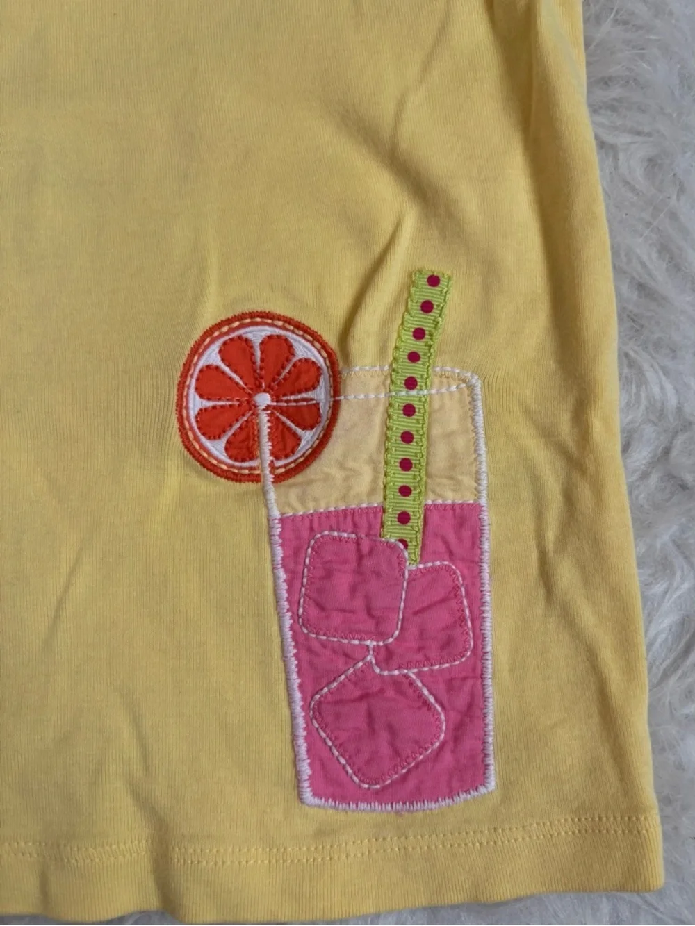 Gymboree Festive Picnic Perfect Yellow Tee with Pink Lemonade Appliqué